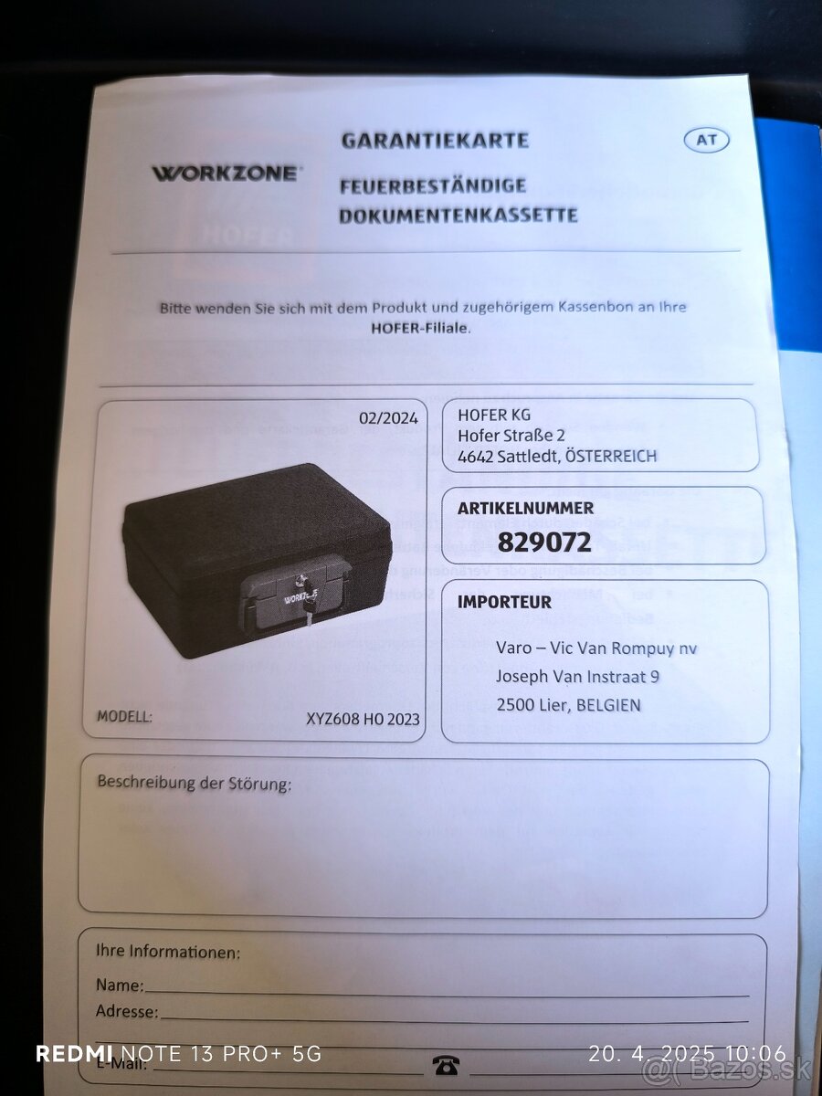 Ohňovzdorný kufor na dokumenty a peniaze - 3