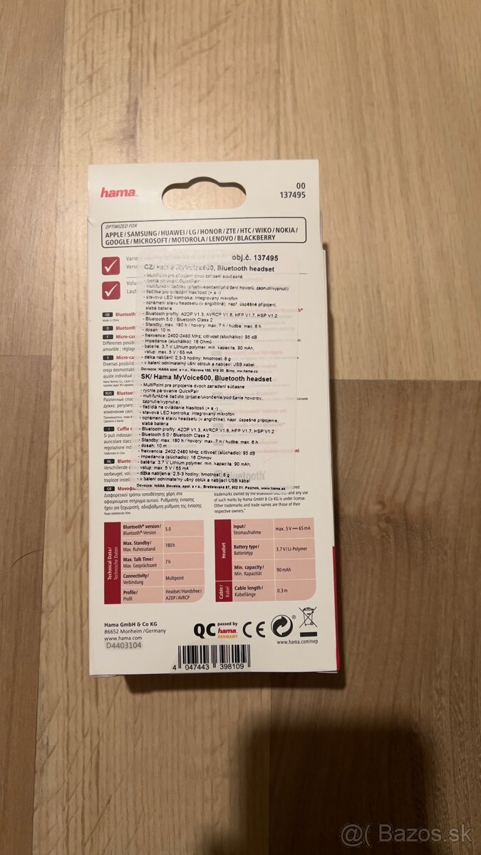 Hama MyVoice600, Bluetooth headset nový - 3
