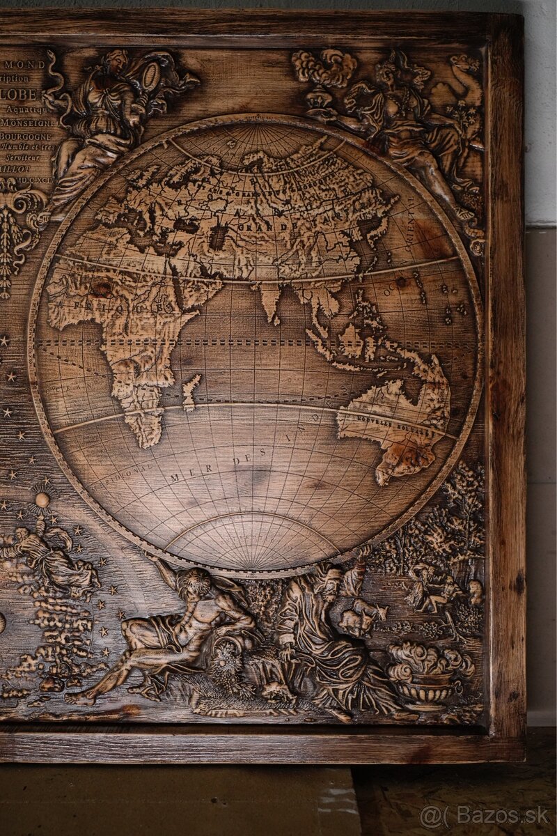Drevený obraz – Karta sveta (mapa sveta) - 3
