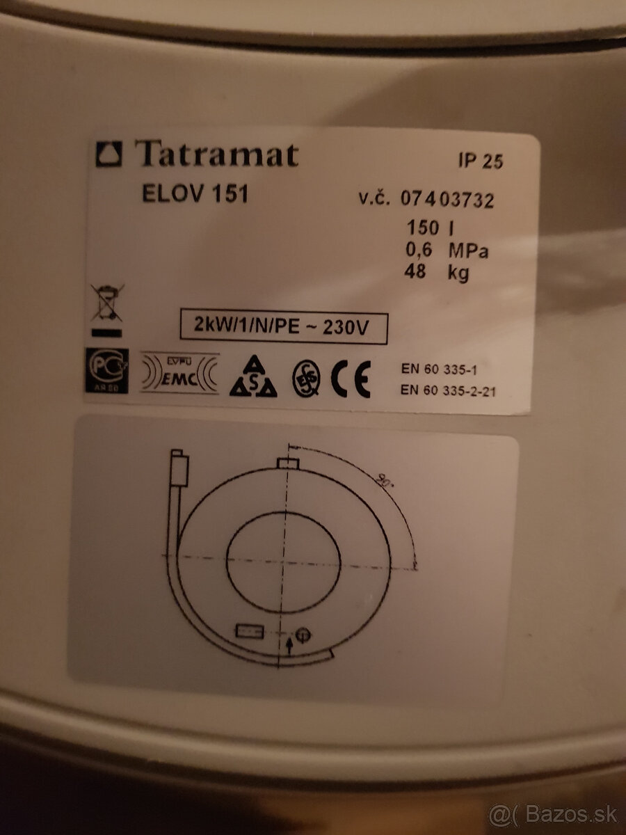 Predám Boiler Tatramat 150 Litrou. - 3