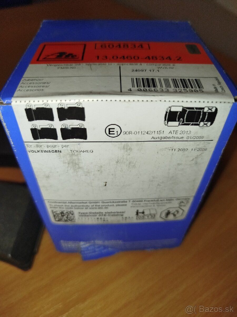 Zadné brzdové doštičky VW Touareg ATE - 3