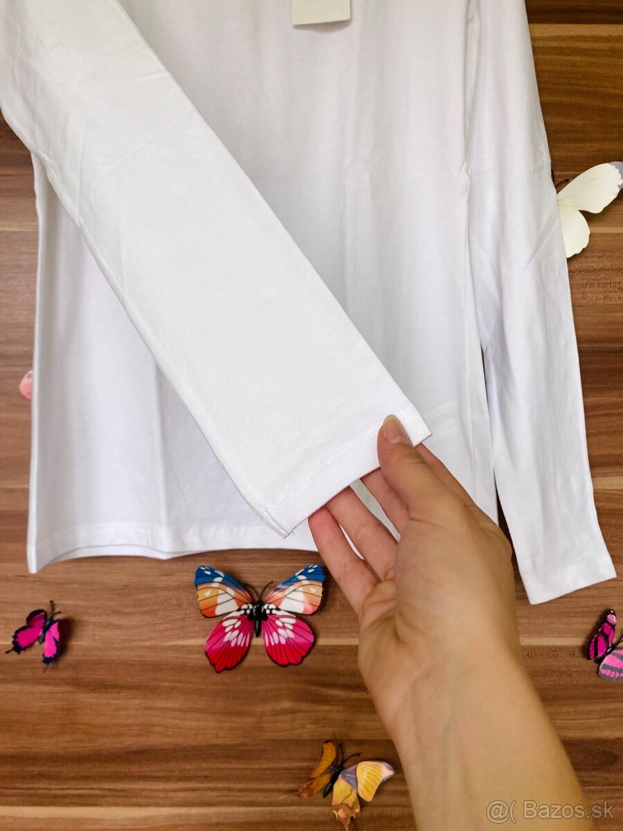Bavlnené basic tričko s dlhým rukávom, M, nové - 3
