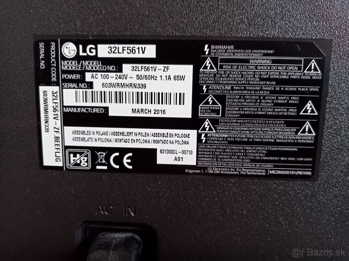 predám TV LG 32LF561V - 3