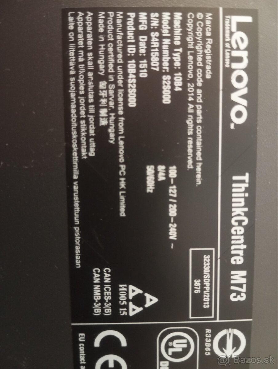 Predám PC Lenovo M73 i5-4460 3,2 GHz RAM 4/ 233 HDD - 3