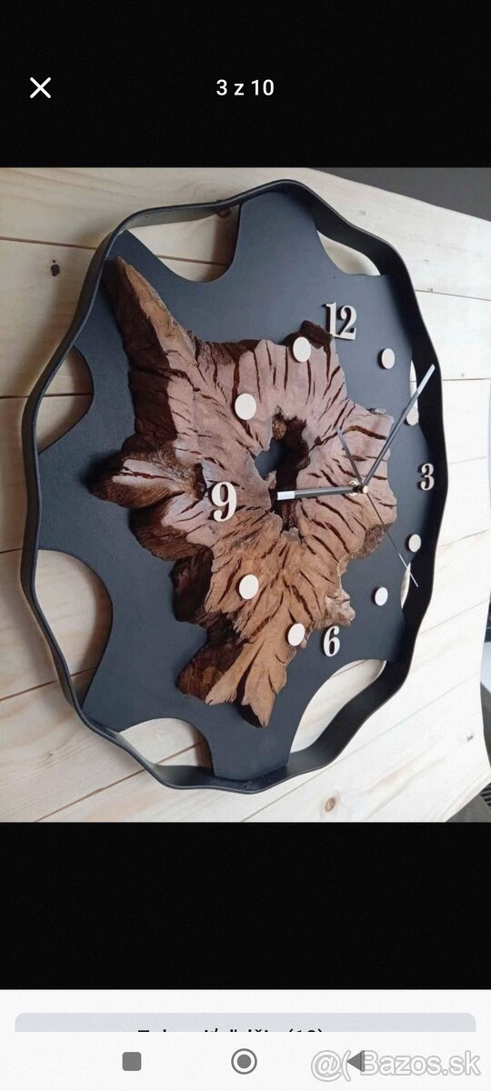 Drevo Dub Orech Nástenné hodiny - 3