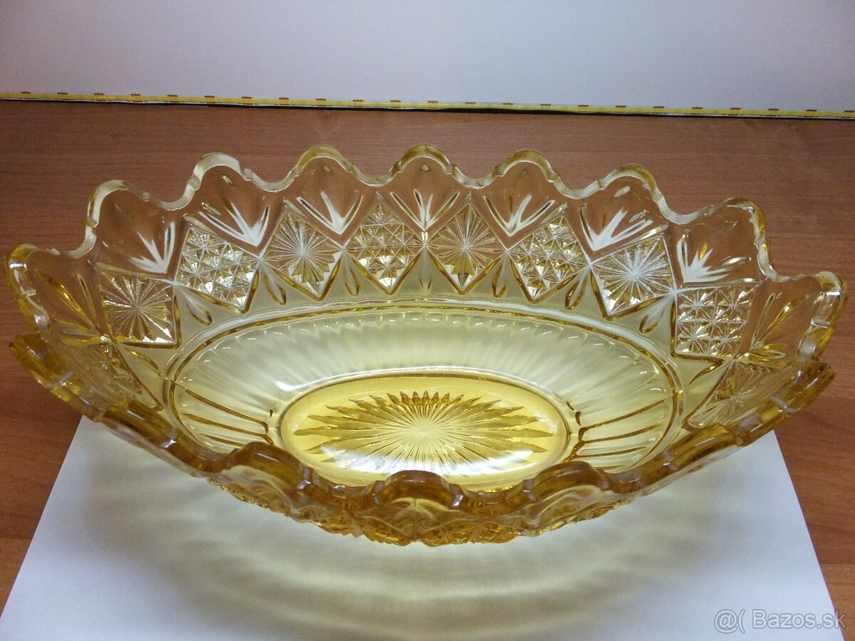 Art Deko, starožitná ambrová krásná oválná mísa. - 3