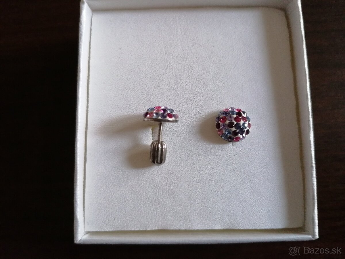 Strieborné náušnice s Crystals from Swaro - 3