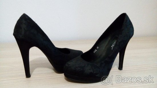 Lodičky čierne s jemnou čipkou veľkosť 37 - 3