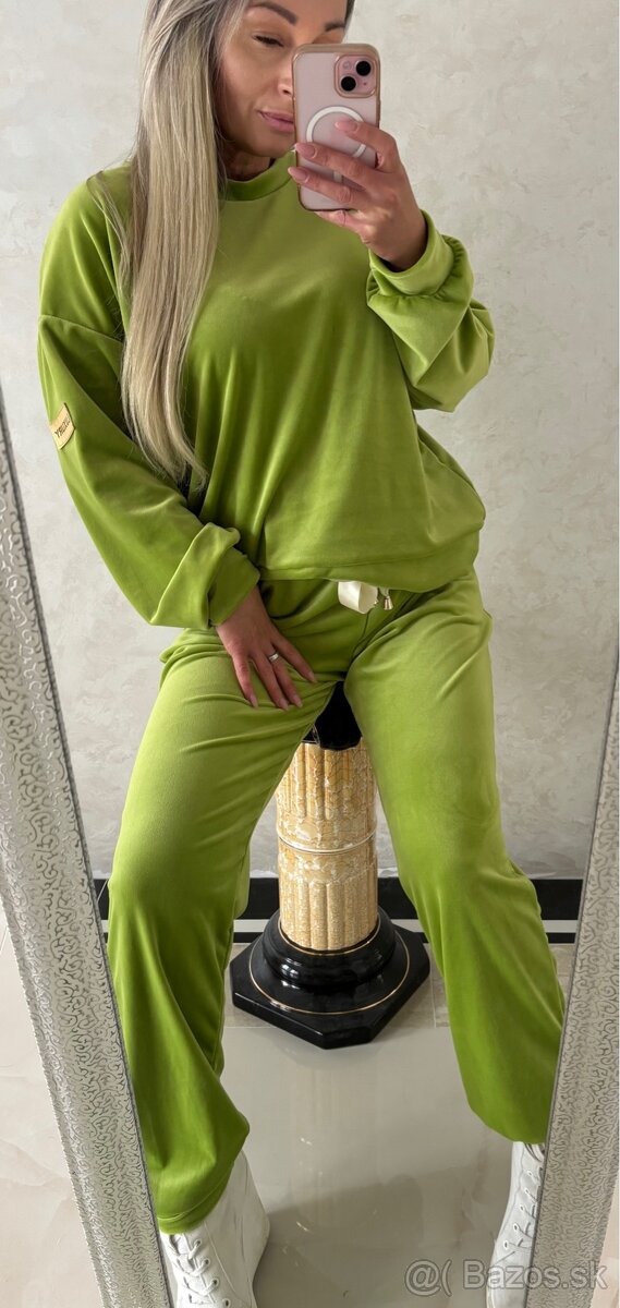 Damska talianska velurova suprava green - 3