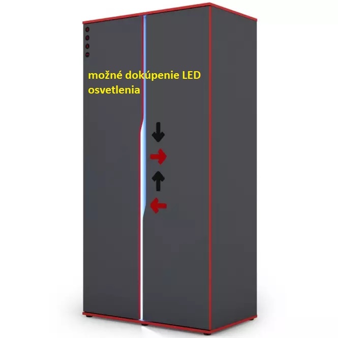 skriňa Matrix 2D grafit/červená - 3