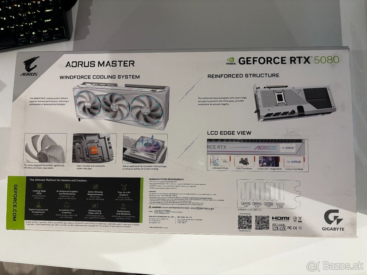 Gigabyte AORUS RTX 5080 MASTER ICE 16GB – White - 3