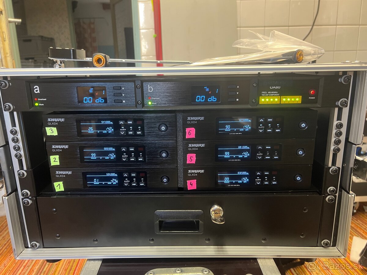Predám nový rack s mikrofónmi 6 QLXD . - 3