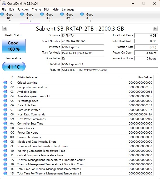 Sabrent Rocket 4 Plus 2TB, M.2 2280, NVMe (nepoužité) - 3
