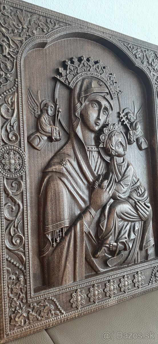 Ikona drevená Sváta Matka ustavi.pomoci27×38cm hr.4cm - 3