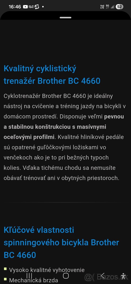 Cyklistický trenažér Brother BC4660 - 3