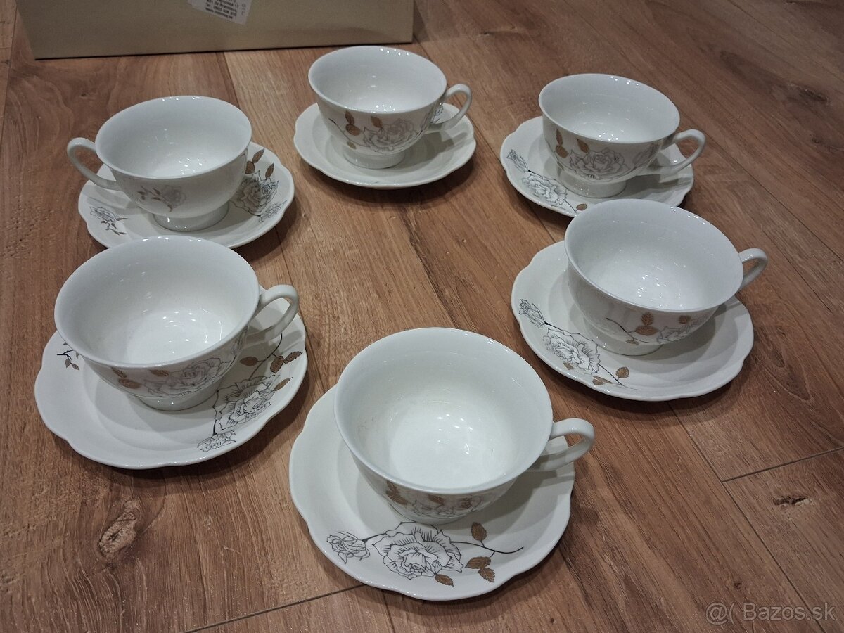 Porcelánová čajová sada - šálky + podšálky - 3