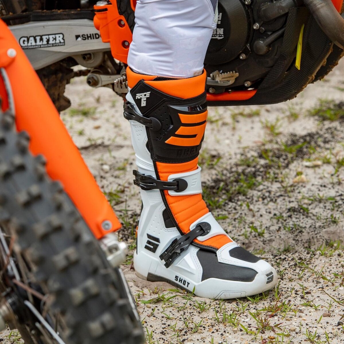 Čižmy topánky SHOT biele oranžové - 3