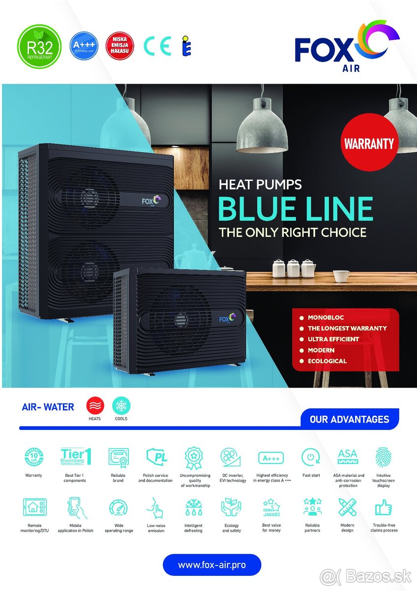 Predám nové tepelné čerpadlá FoxAIR BL-23-3 23kW -3 fázové - 3