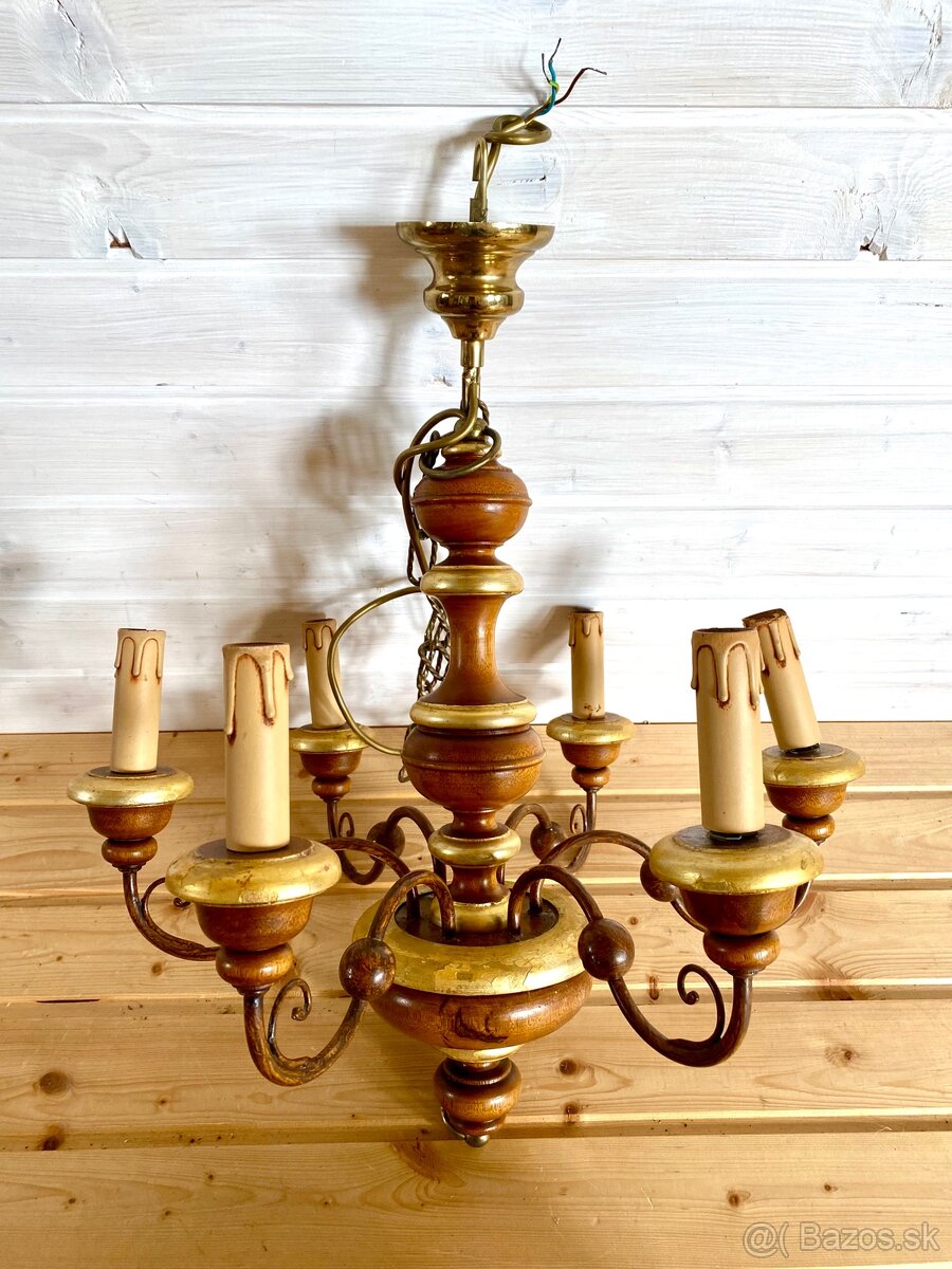 Starý dřevěný lustr - 3