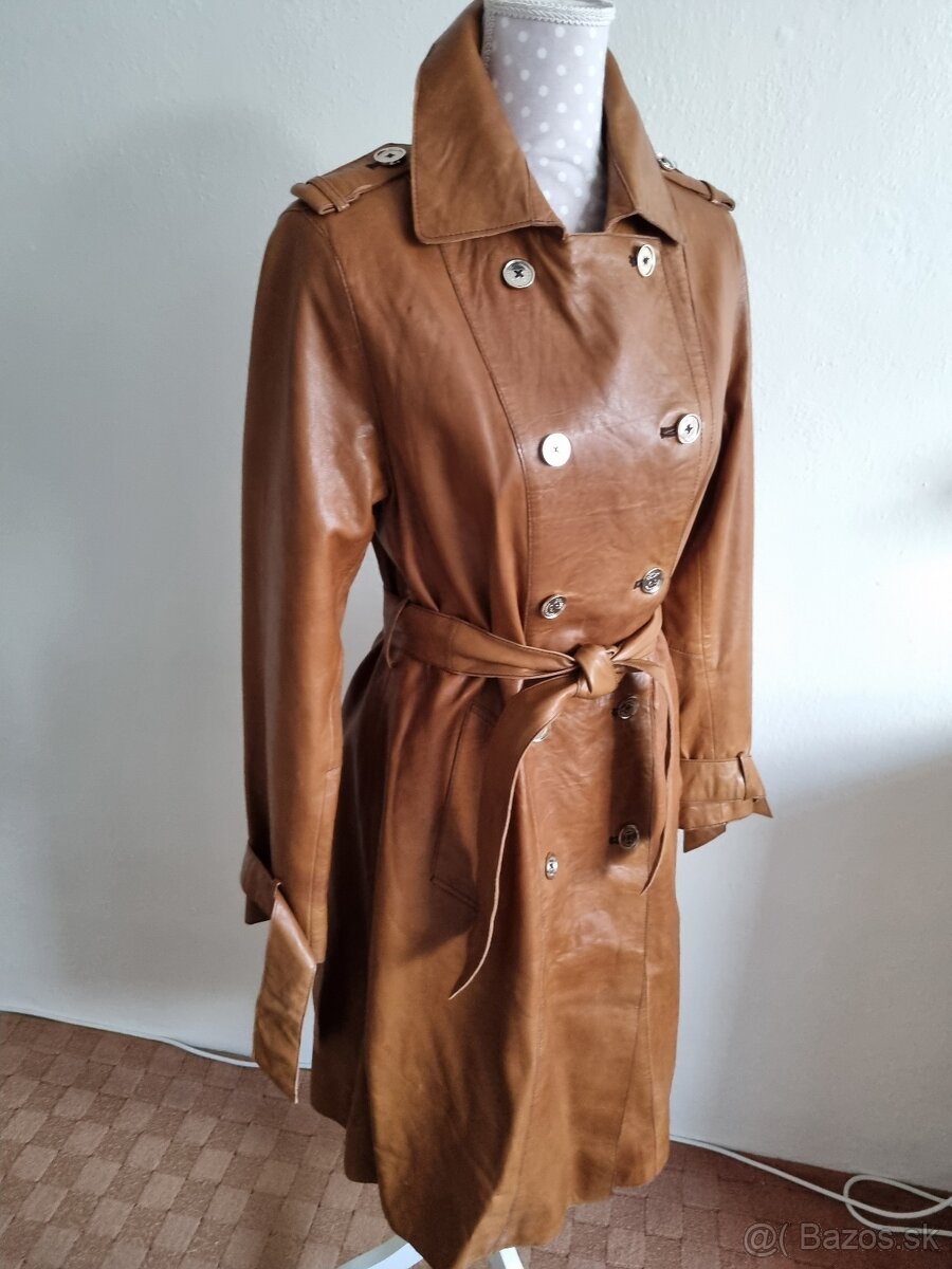 nový koňakový kožený kabát veľ. M - 3