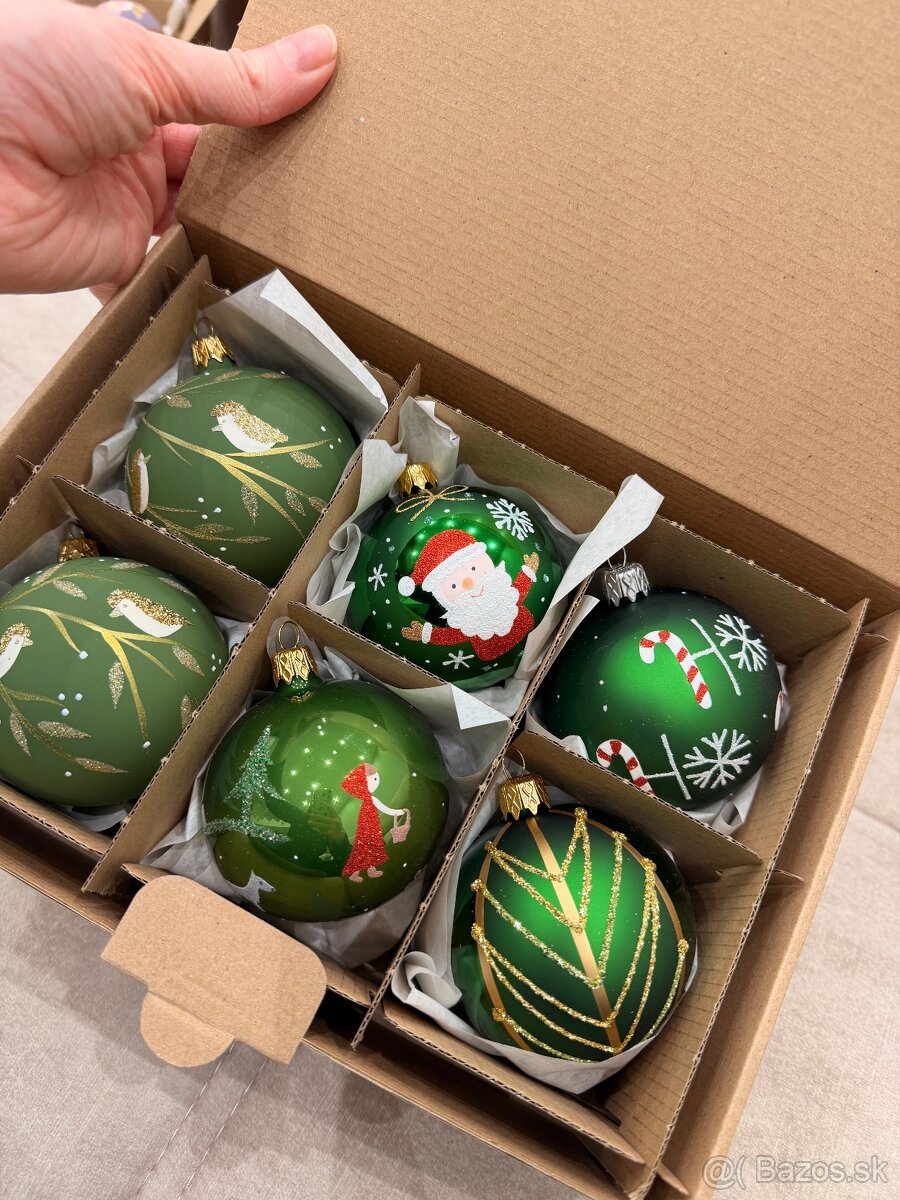 Vianočné sklenené gule , ručne malované sklenené banky - 3