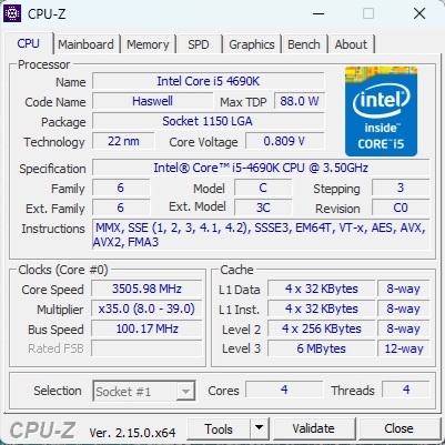 Intel Core i5-4690K, 3.50 GHz, 6MB Cache, socket 1150 - 3