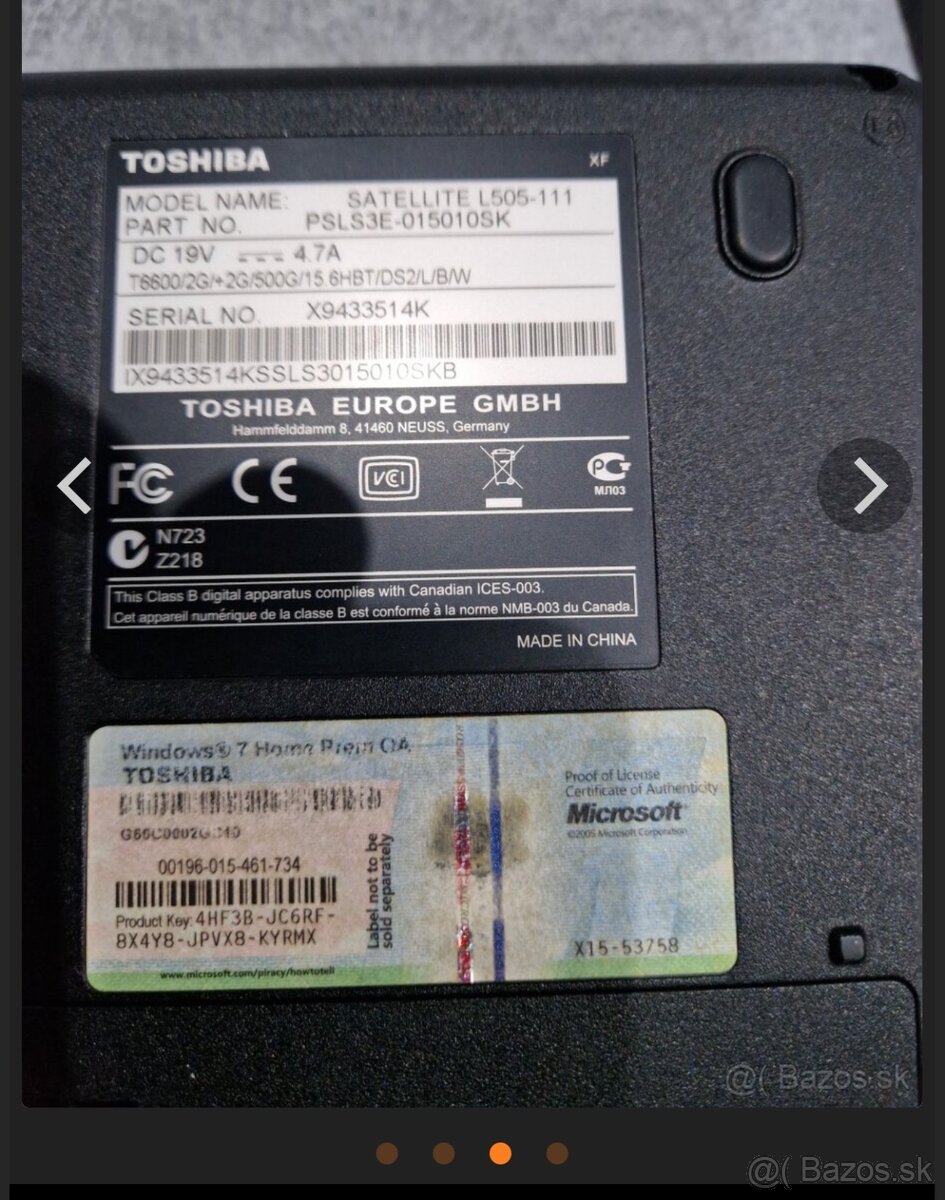 Notebook Toshiba satelite - 3