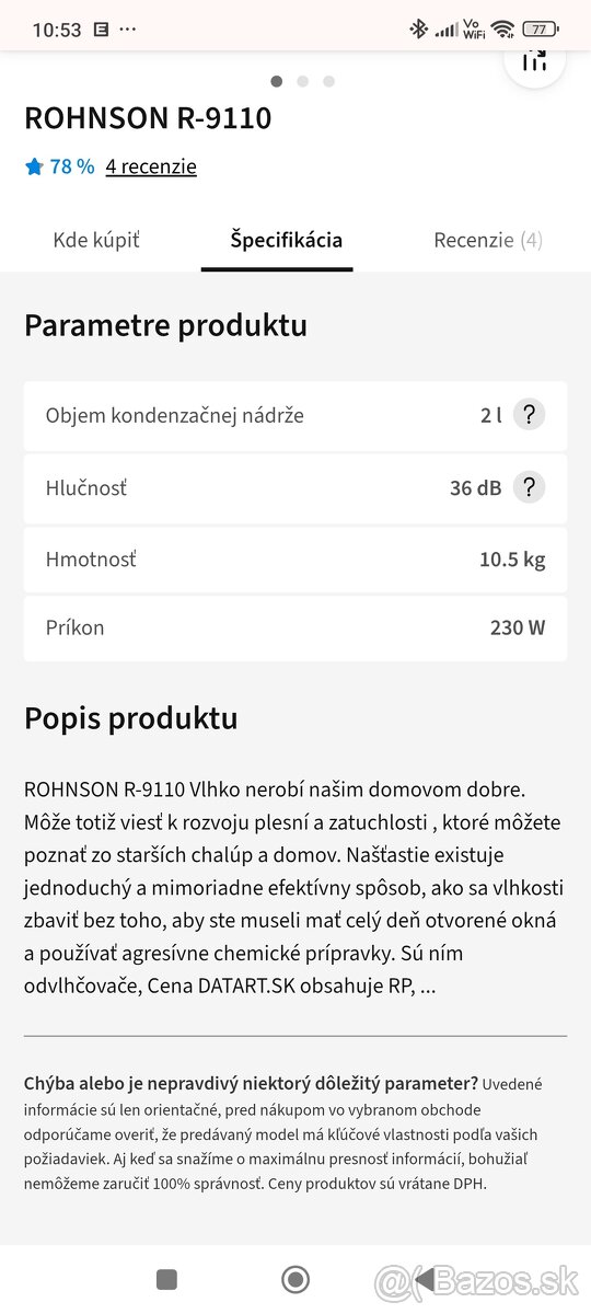 Predam odvlhčovač Rohnson R9110 - 3