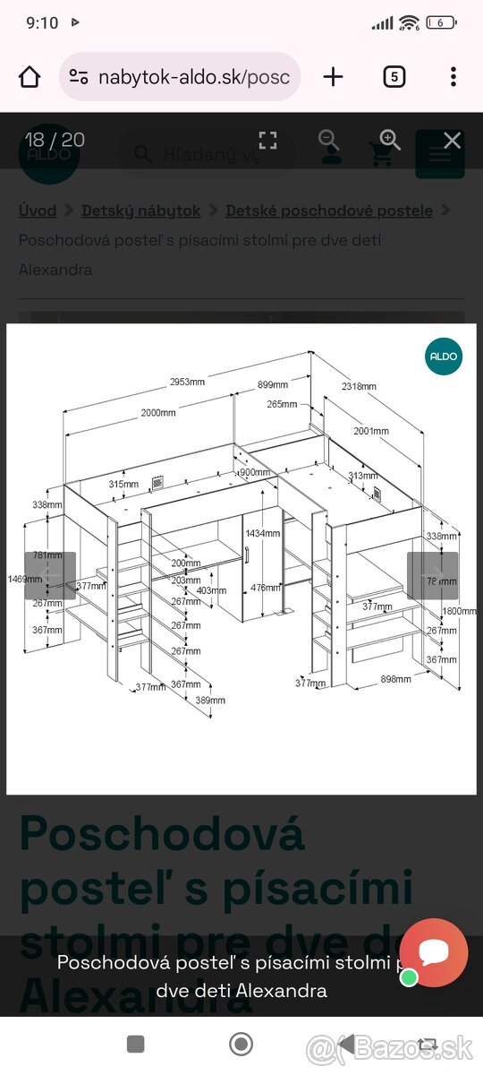 Poschodová posteľ s dvomi pisacimi stolikmi - 3