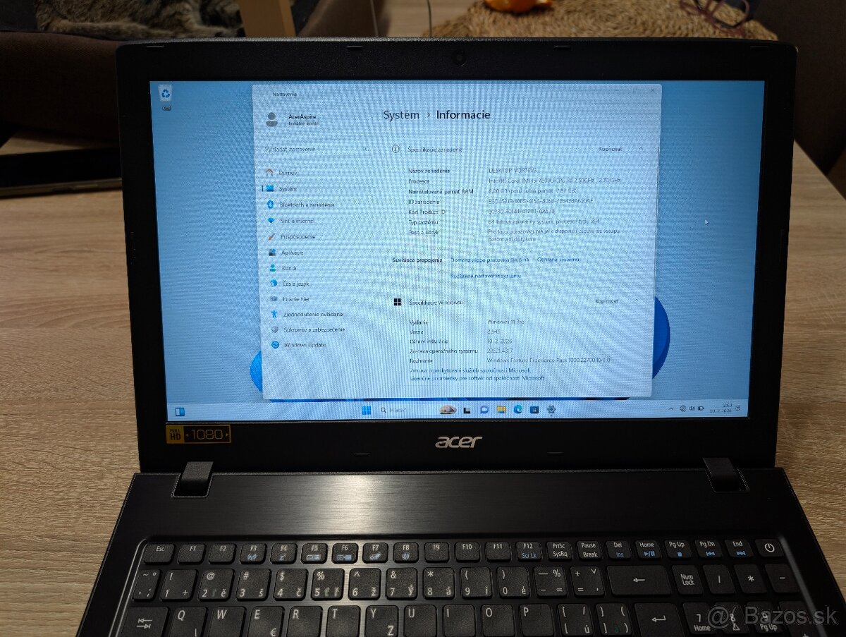 Predám notebook Acer Aspire, stav dobrý (i5 / 8GB / 256GB) - 3