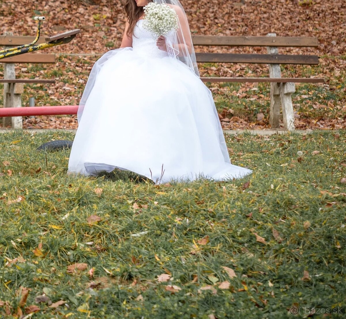 Princeznovské svadobné šaty so závojom a korunkou - 3