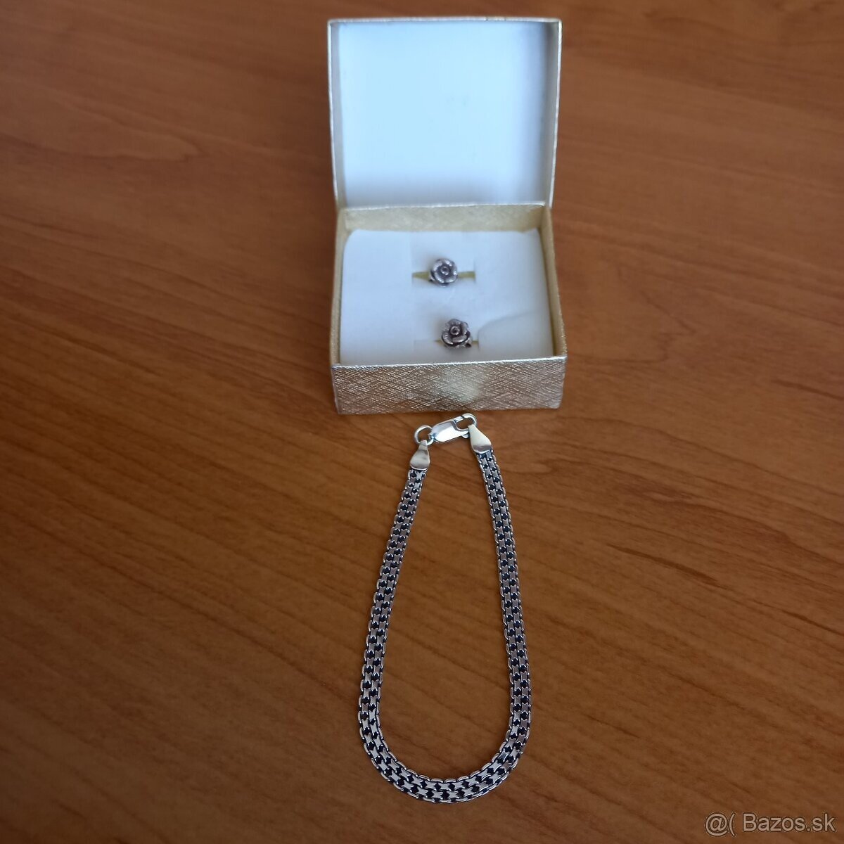 Strieborné naušnice a retiazka na ruku - 3