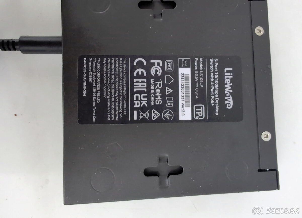 Predám TP-Link LS105LP V2 100mbit switch PoE+ - 3