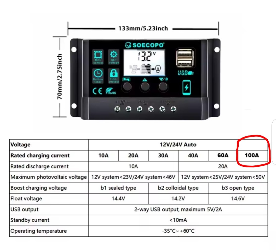 100A PWM regulátory na solárne panely - 3