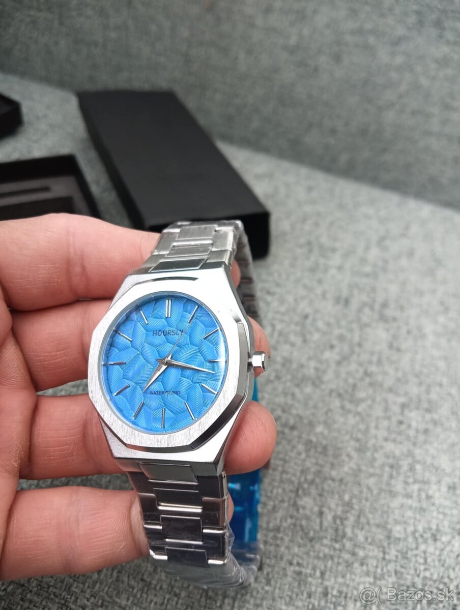 Nové elegantné pánske hodinky s modrým - 3