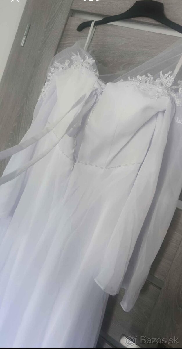 Snehobiele tehotenské svadobné šaty nové - 3