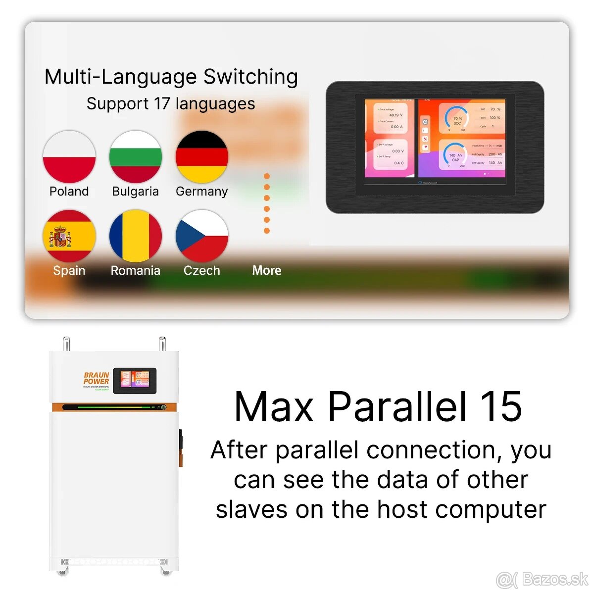 Solárna batéria,úložisko LiFePO4,16 kWh,8000+cyklov,51,2V - 3