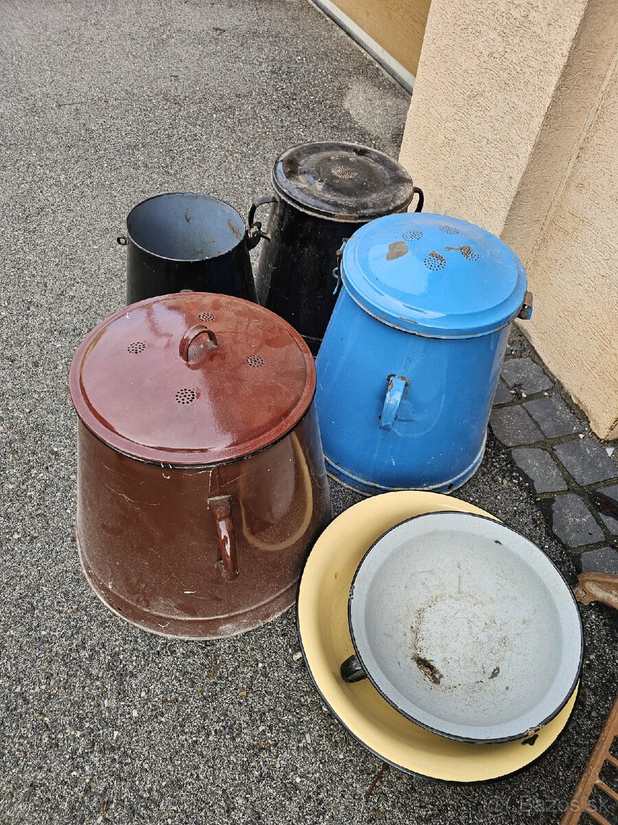 Staré smaltované nádoby na ďalšiu tvorbu. - 3