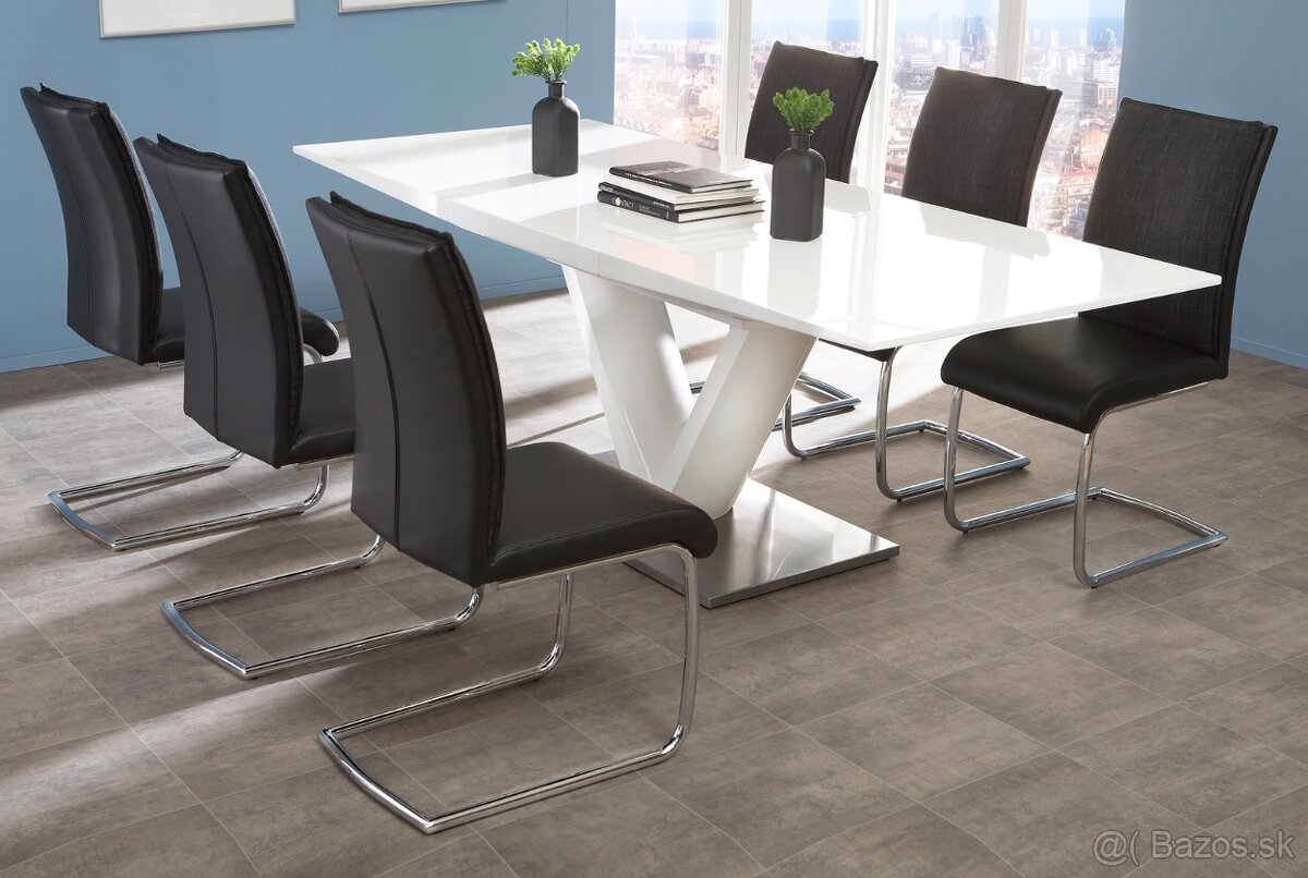 Biely rozkladaci jedalensky stol Vanessa a 6 stoliciek - 3