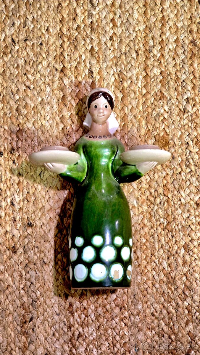 Keramická figúrka – dievča so svietnikmi (retro) - 3