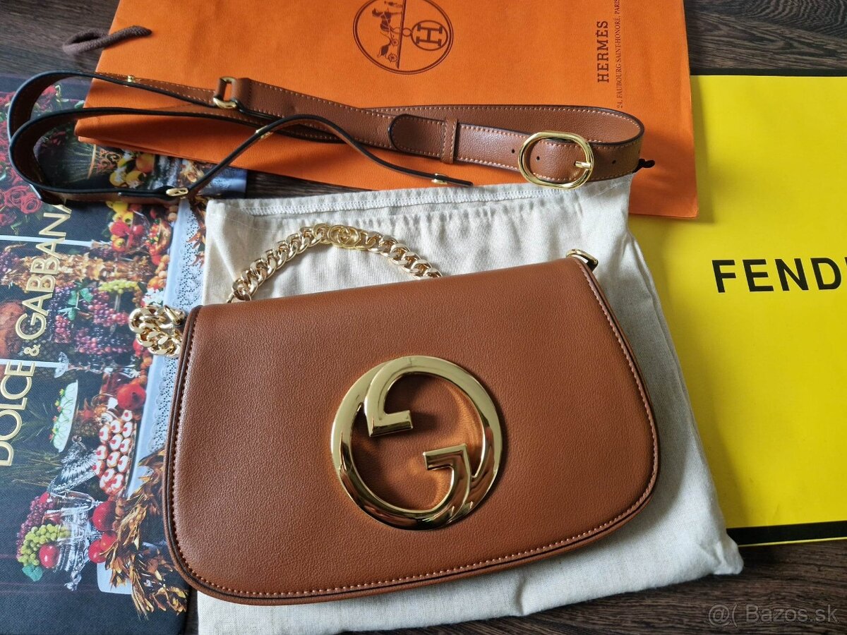 Nova luxusna Gucci crossbody kabelka koža - ťavia hneda - 3