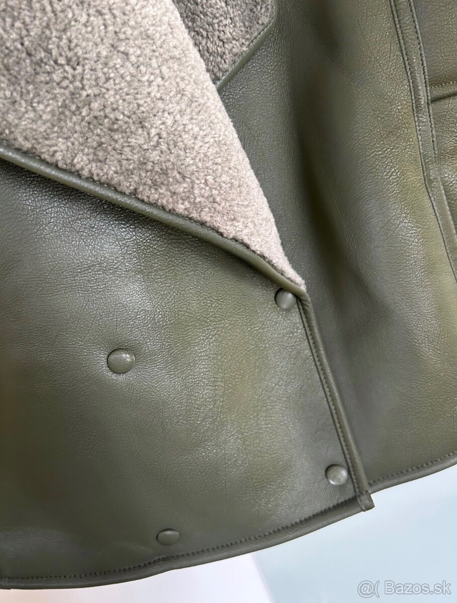 Khaki kožúšok, bunda veľ.M - 3
