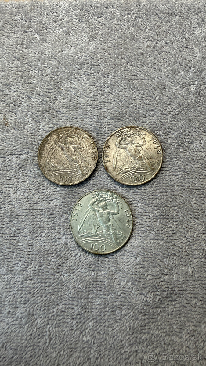 Stříbrná mince 100 Kčs 1948 – 30. výročí vzniku ČSR (14 g, 3 - 3