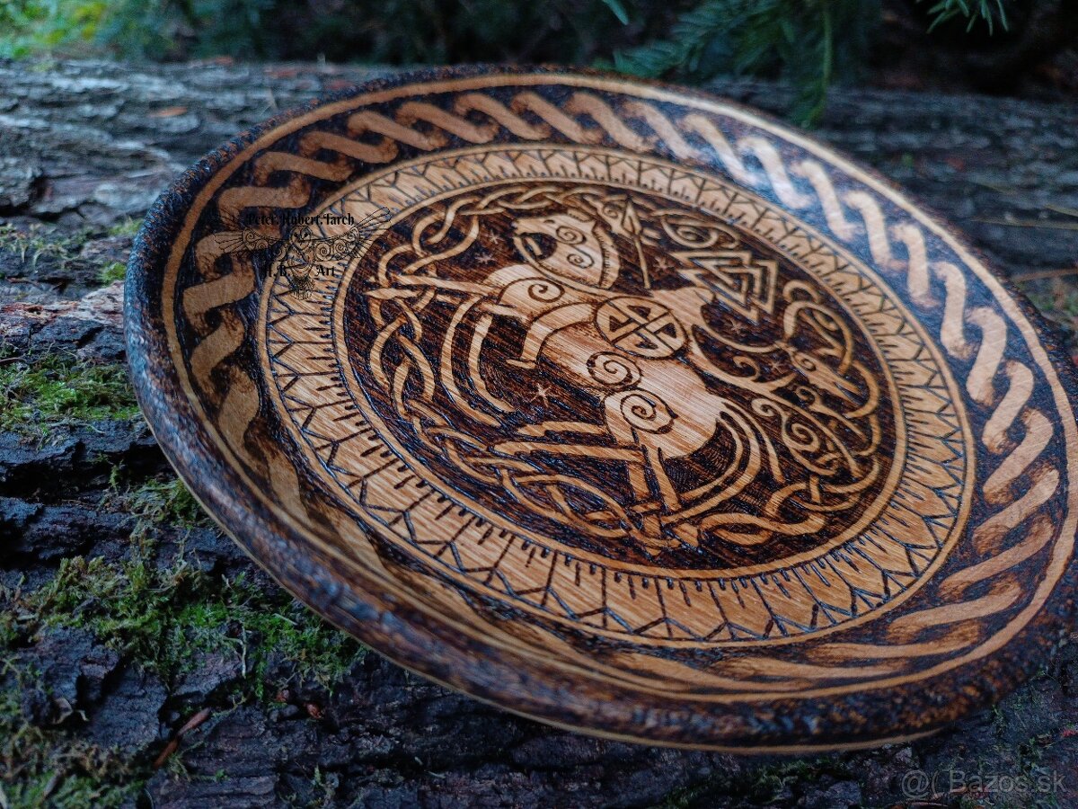 Vikingský tanier - ODIN - Viking wooden plate - 3
