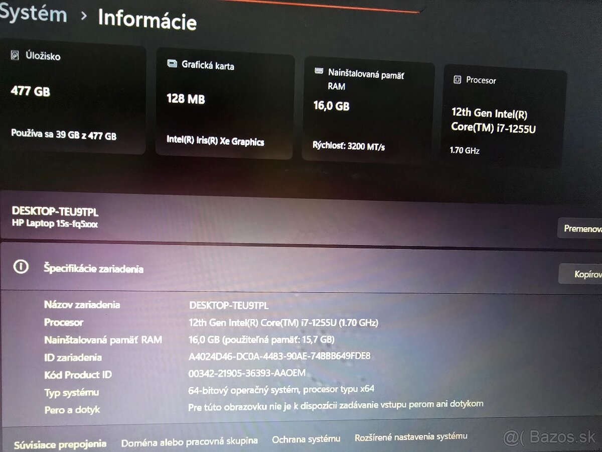 HP Pavilion 15s s i7 procesorom 12 generacie 16gb ram a 512g - 3