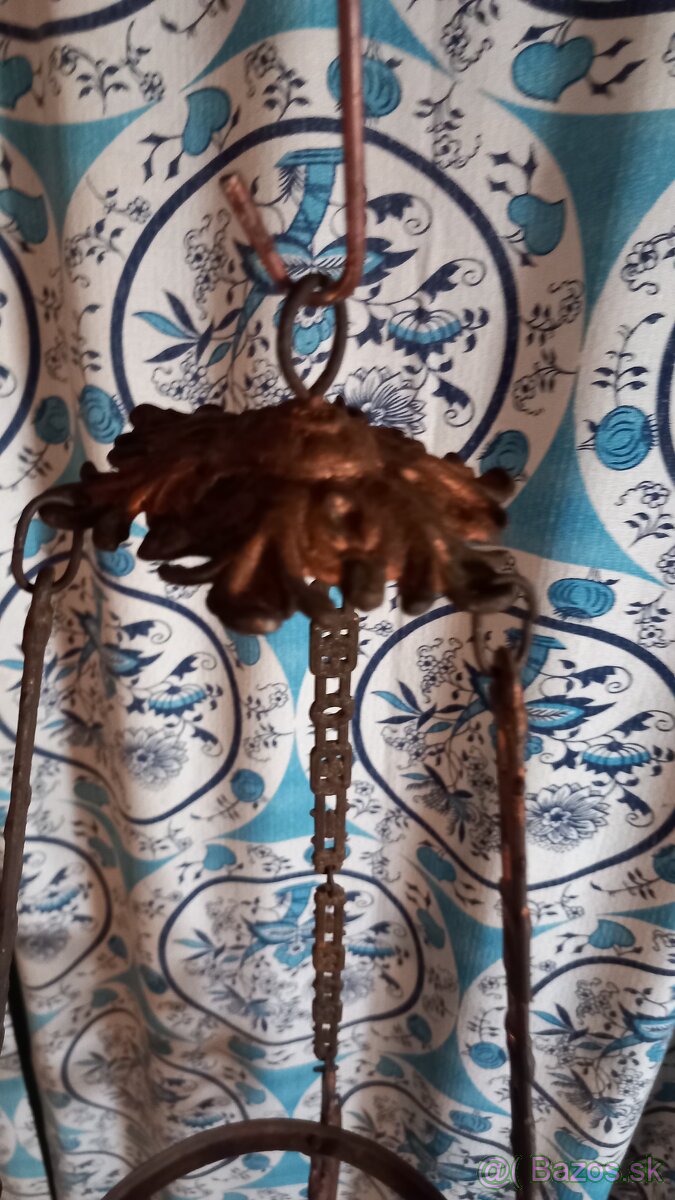 Starožitný liatinový závesný luster - 3