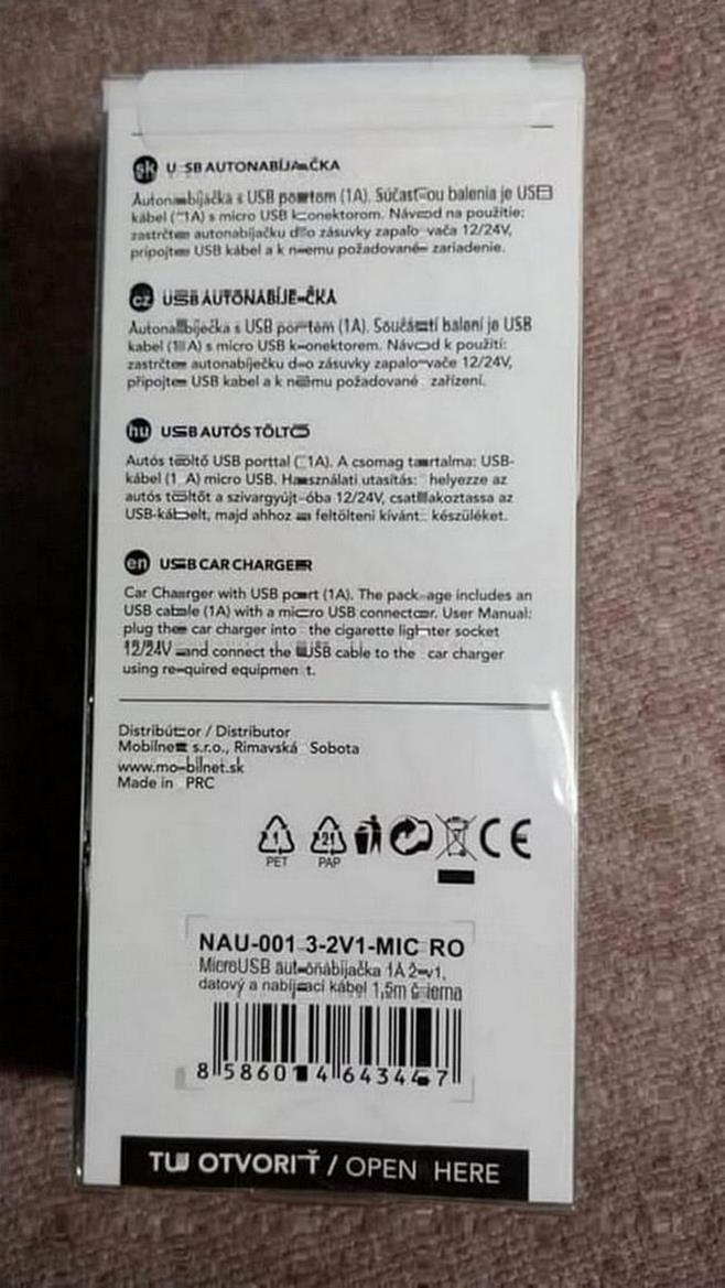 USB nabíjačka MOBILNET 12/24V s káblom 1,5m - 3