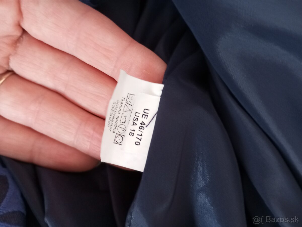 Spoločenské modro čierne šaty dlhý rukáv xxl - 3