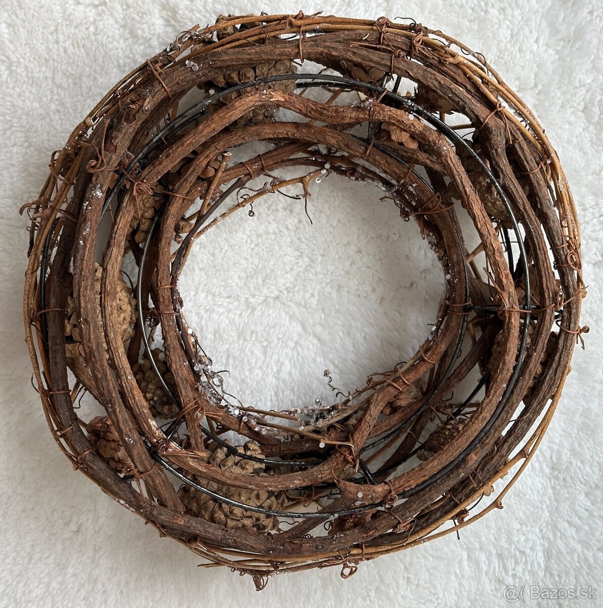 PRírodNý VIANOČNý VENIEC(handmade) + strieborná 3D hviezda - 3