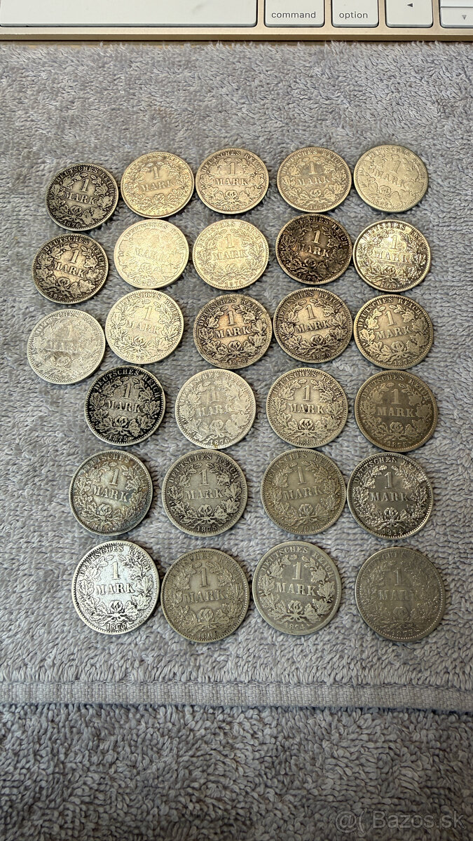 Stříbrná mince Německo – 1 Mark (1873–1907, Deutsches Reich, - 3